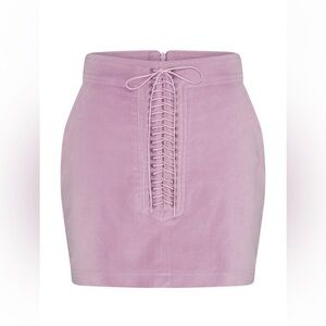 Alex Perry Rowan GLITTER CORDUROY EYELET MINI SKIRT Lilac sz 8